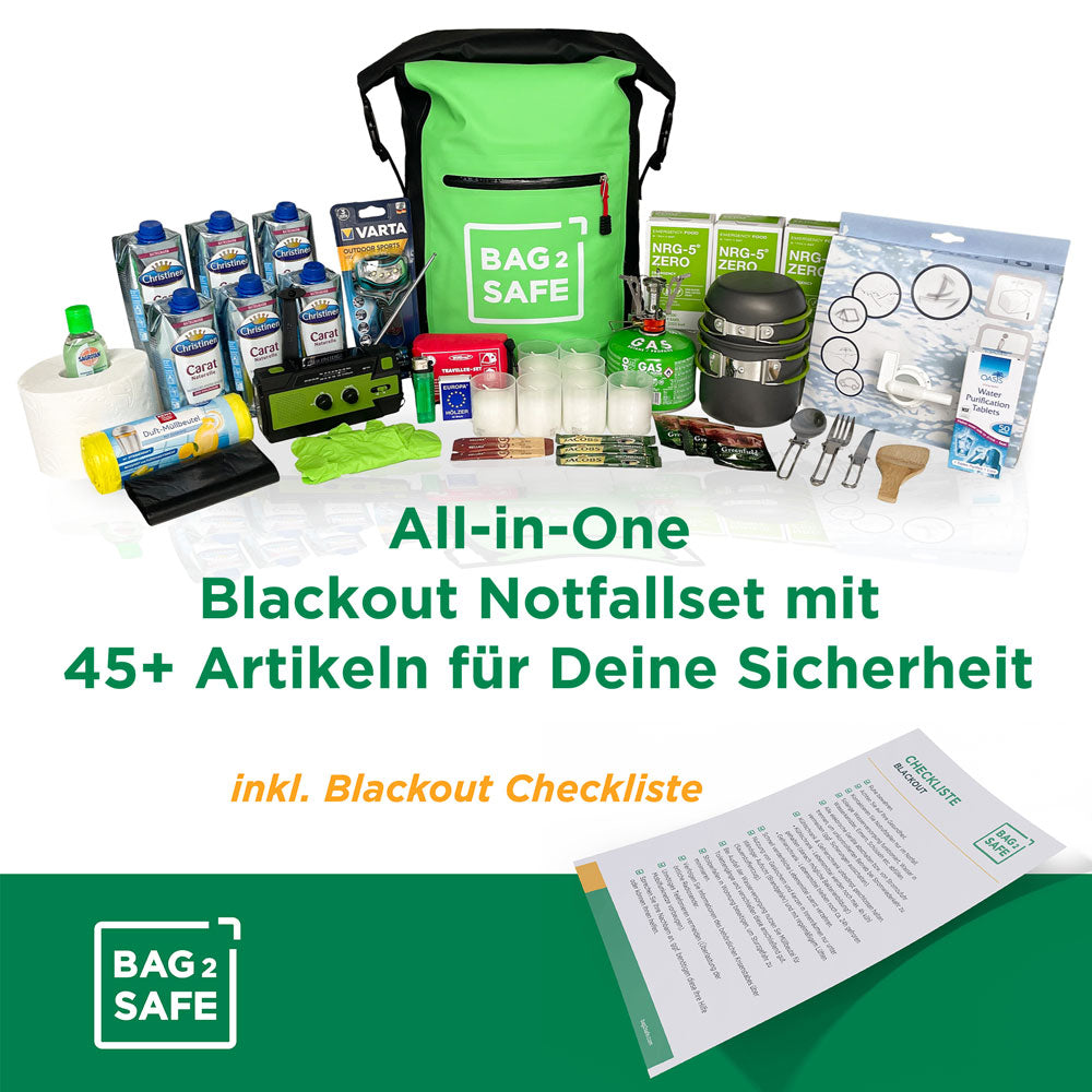 BAG 2 SAFE Blackout Notfallset mit Checkliste