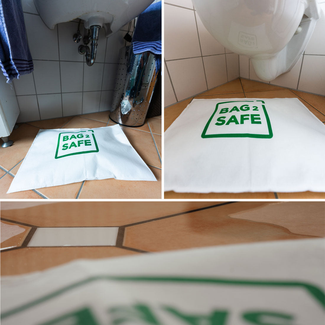 BAG 2 SAFE Vliessäcke mit Superabsorber zum Schutz vor Überschwemmungen im Bad